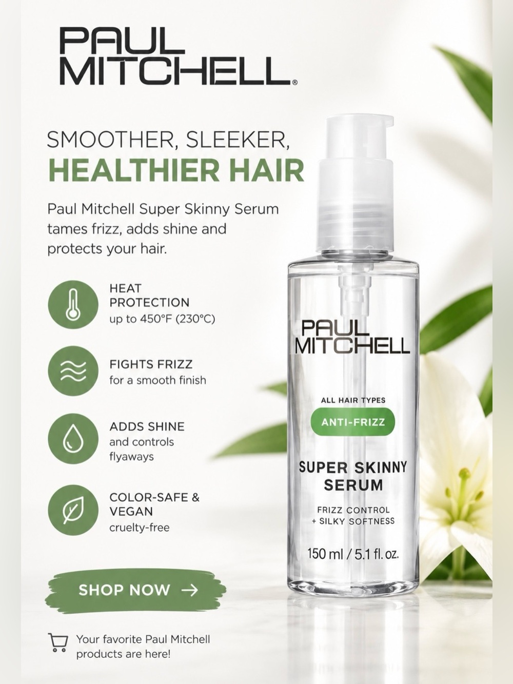 Brand New - Paul Mitchell Super Skinny Serum - Clear Anti-Frizz Hair Serum